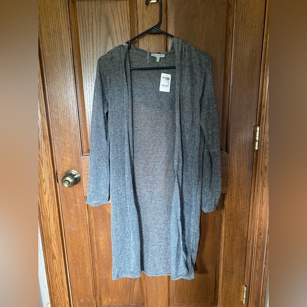 Charlotte Russe Gray Hooded Cardigan, Size Medium